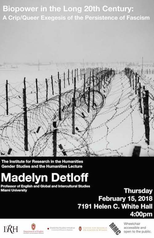 Poster for event depicting a black and white snow-covered landscape of barbed wire fences leading off to the distance