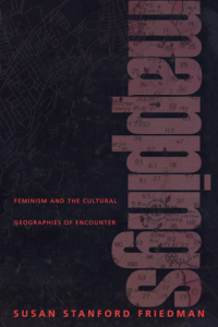 Cover of Book "Mappings: Feminism and Cultural Geographies of Encounter" in black, red, and dark mauve