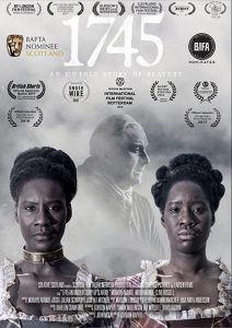 This is a DVD cover in black and white that pictures the face and shoulders of two women facing out to viewer directly and the image of a man dressed in in late 18th century clothing in the background.
