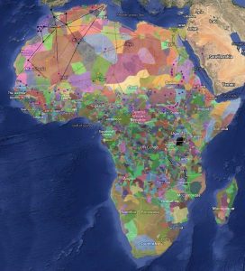 This is a map of Africa with different sections of the map represented in different colors. 