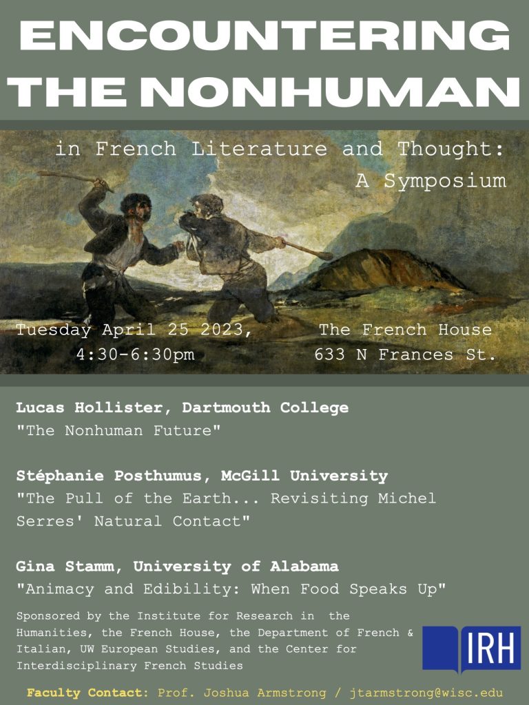 The poster for Encountering the Nonhuman in French Literature and Thought, a symposium 