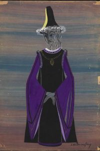Costume design by Lidia Pincus-Gani for the title character of H. Leivick’s Maharam fun Rotenburg (The Sage of Rothenburg), Folksbiene Theatre, New York City, 1963.
