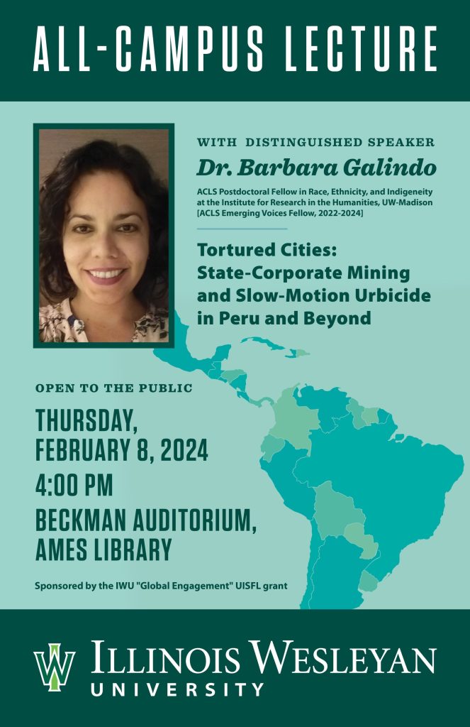 This is a poster of the event with a photo of Barbara Galindo.