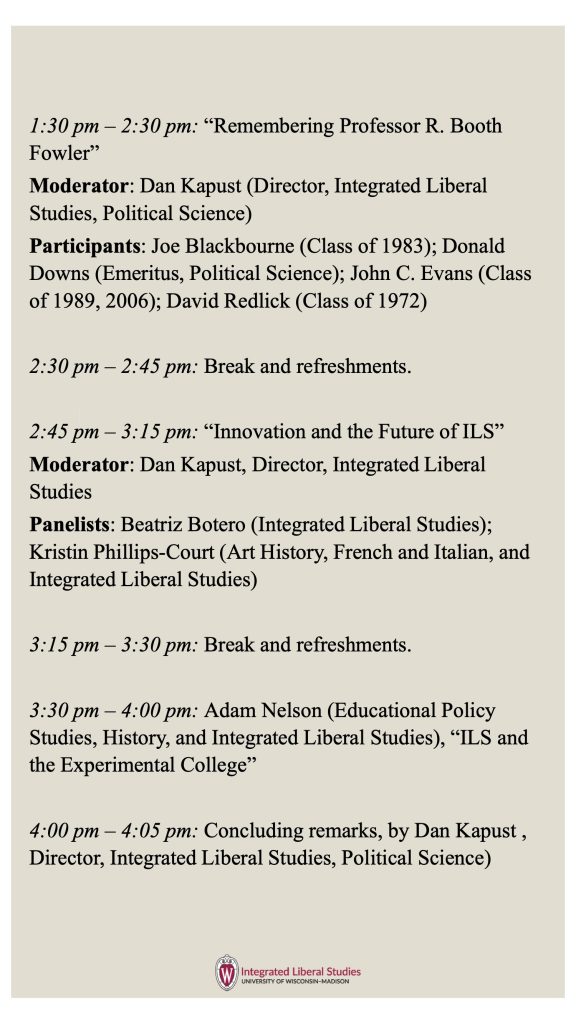 This is the full program for the ILS event. Text is in post.