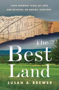 This is the cover of Brewer's book. It depicts a grassy hill with a map of central New York overlayed on it.