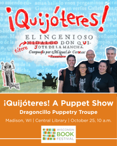 Image of the poster for the performance of Quijoteres containing and image of the members of Dragoncillo. 