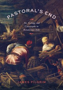 Image of book cover depicting men laboring outside a wooden home. 